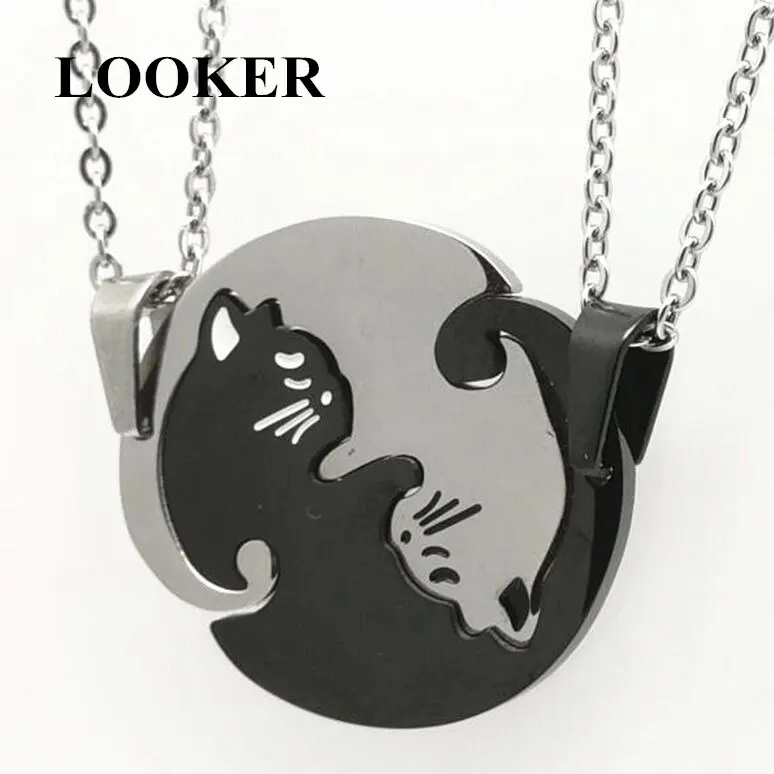 Парные ювелирные изделия LOOKER ожерелья для пары черно-белые подвески из титановой