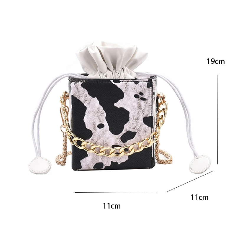 

Mini Box String bag 2021 Fashion High quality PU Leather Women's Designer Handbag Contrast color Chain Shoulder Messenger Bag