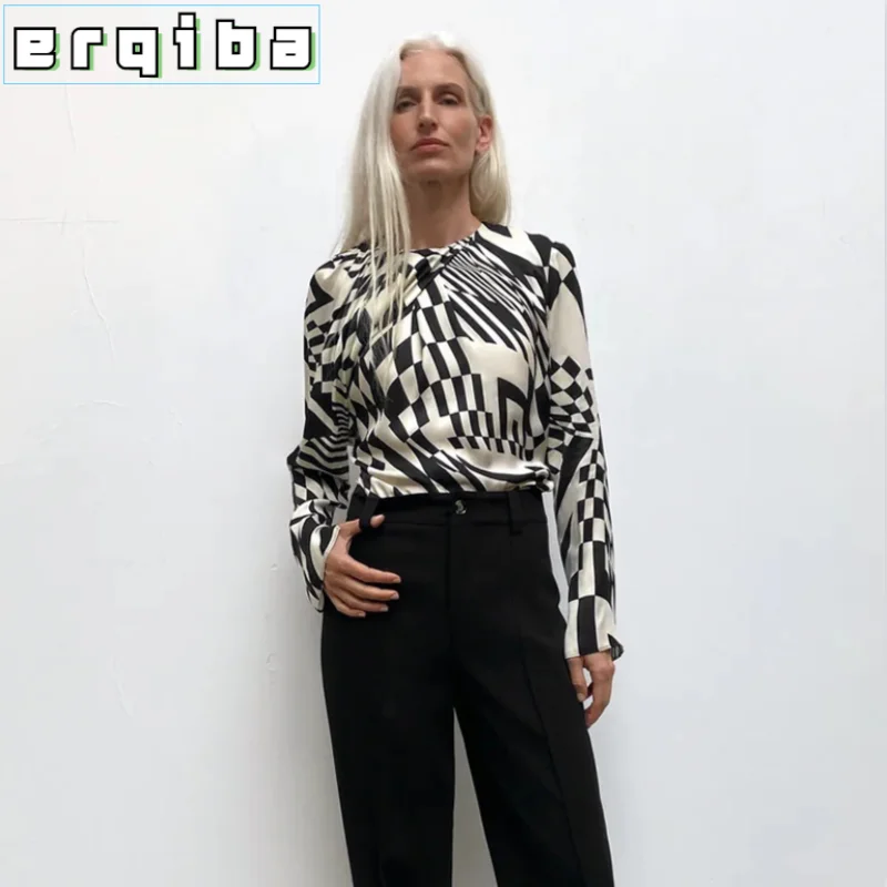 

Новинка 2021 Женская одежда в европейском и американском стиле Осень-Зима Новая плиссированная декоративная Модная рубашка с принтом Блузка