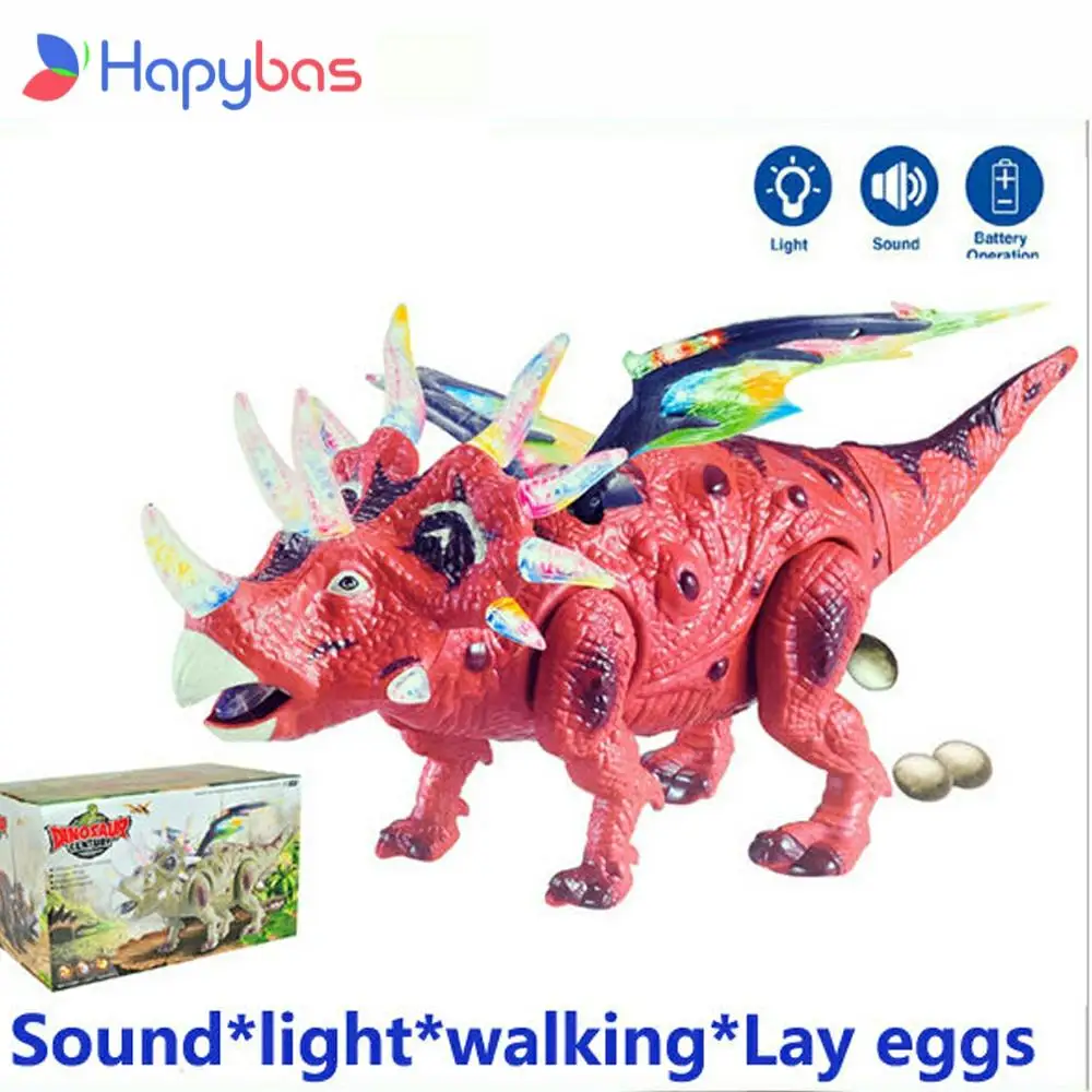 Игрушка-динозавр, яйца, детский любимый мигающий Электронный пластиковый рогатый динозавр с крыльями, детская игрушка