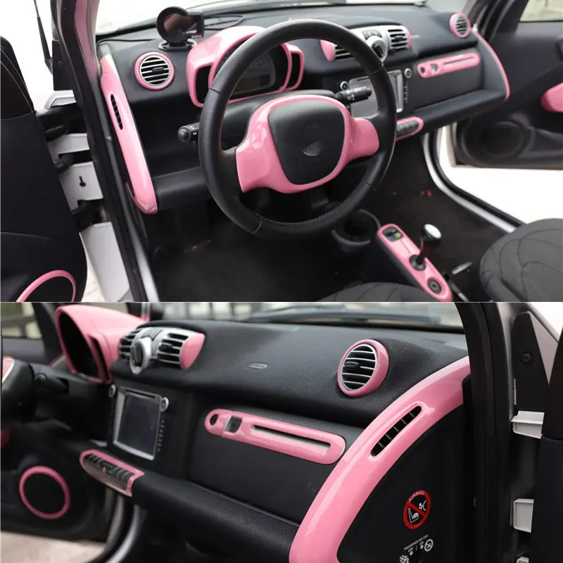 

Модификация интерьера автомобиля, розовый Стайлинг, декоративная рамка на руль для Mercedes Smart 451 Fortwo, автомобильные наклейки, аксессуары