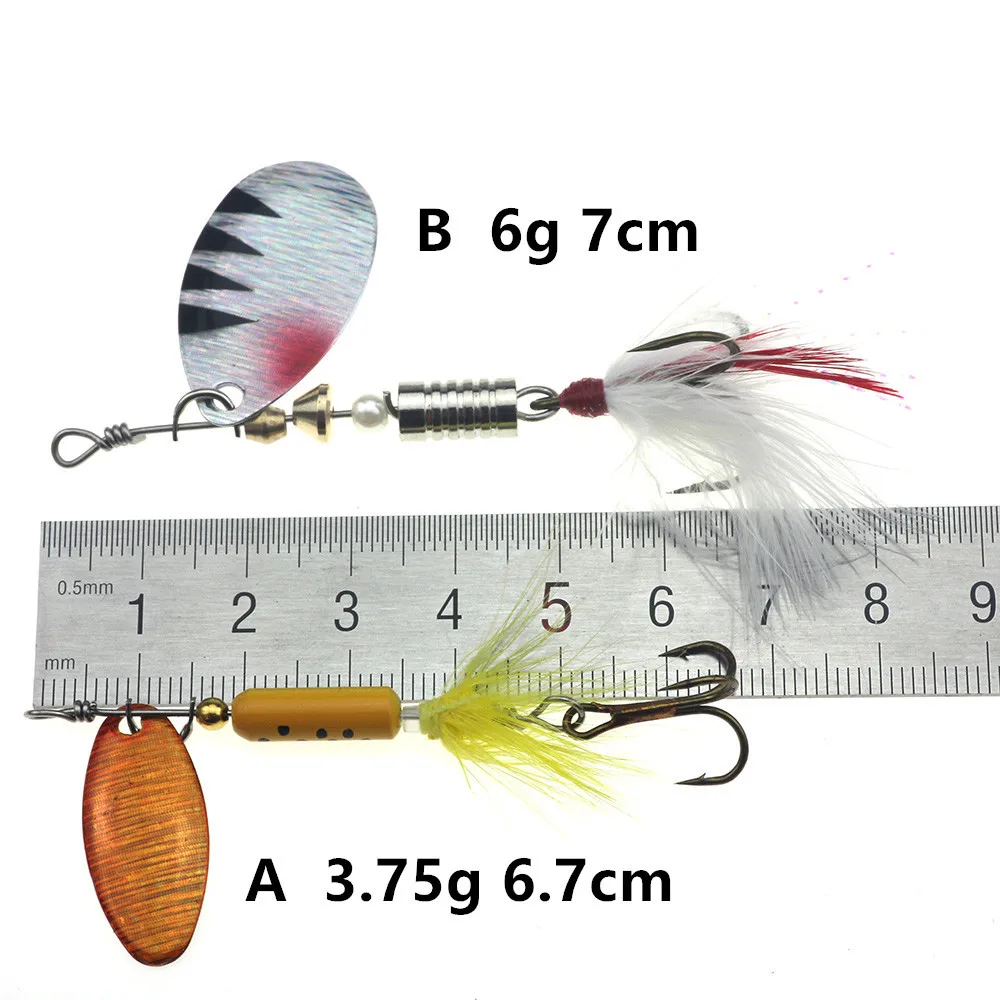

Spinner Fishing Lures Shone Metal Sequin Trout Spoon With Feather Hooks For Carp Fishing