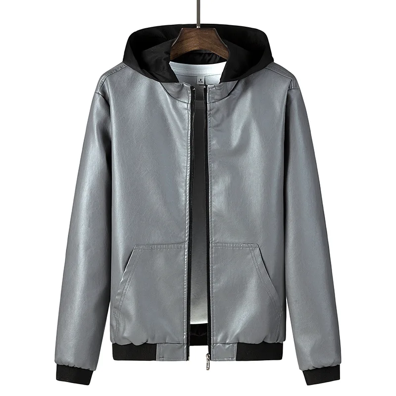 

New PU Leather 2021 Jacket Men's Hooded Motorcycle Coat Winter Coat Man Warm Casual Slim Fit Bomber Autumn Clothing Moto Hombre
