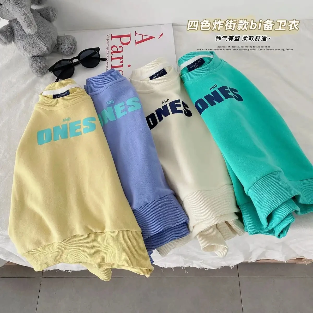 

Boys girls cotton sweaters spring autumn new children's color contrast letters sweaters baby kids boys casual clothes P4 332