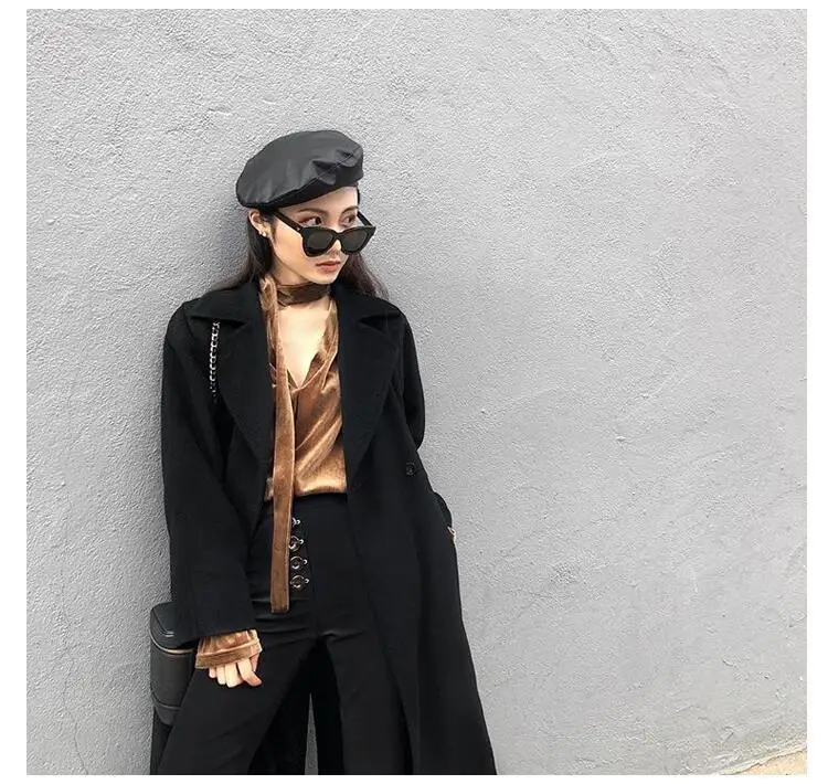 Новинка Модный берет для девочек повседневный черный кожаный из искусственной