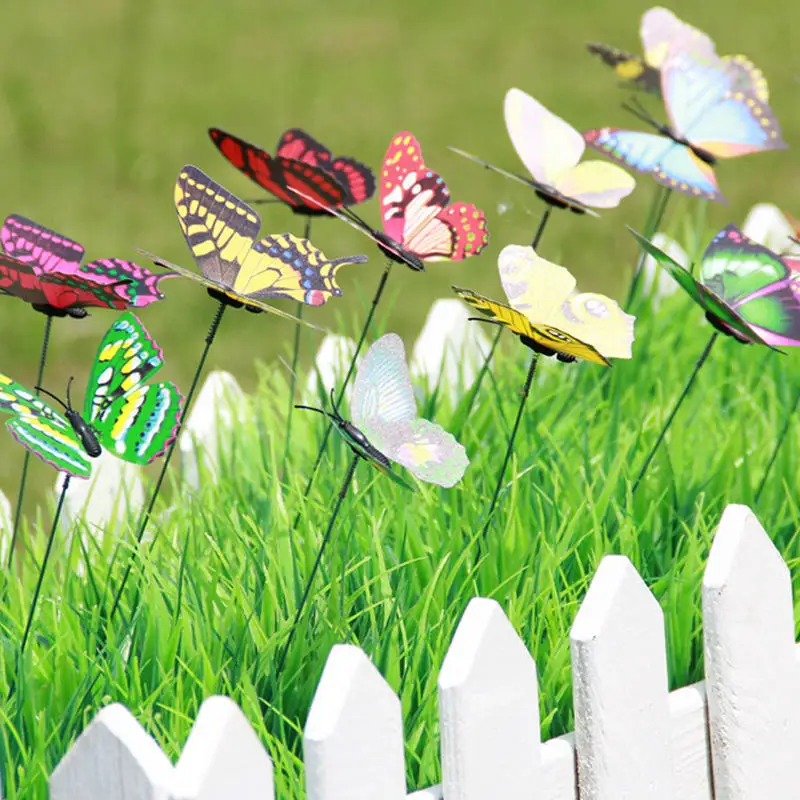 

New 1Pc Colorful 3D Double Layer Butterfly On Sticks Home Yard Lawn Flowerpot Plant Decoration Garden Ornament DIY Lawn Crafts