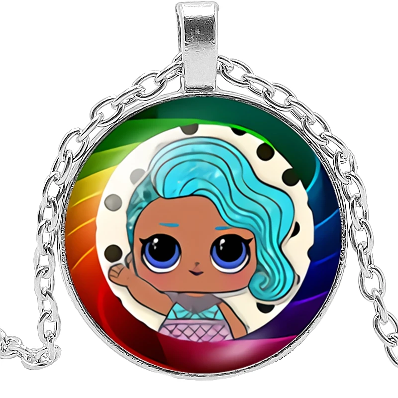 2019 Explosion New Fashion Anime Cartoon Doll Head Necklace 3 Color Glass Convex Cute Child Pendant | Украшения и аксессуары
