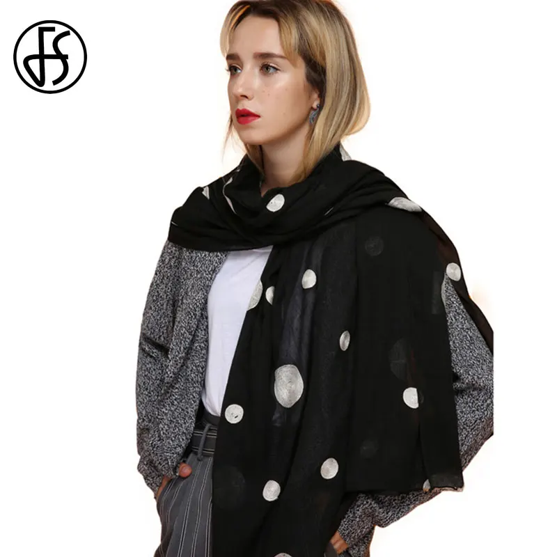 FS дамы рисунок из мультфильмов длинный шарф хлопка с узором в горошек отложным