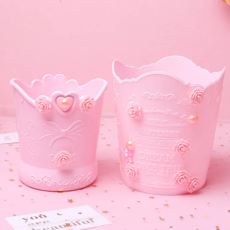 Розовая Милая ручка карандаш держатель для девочек креативный DIY цветок розы