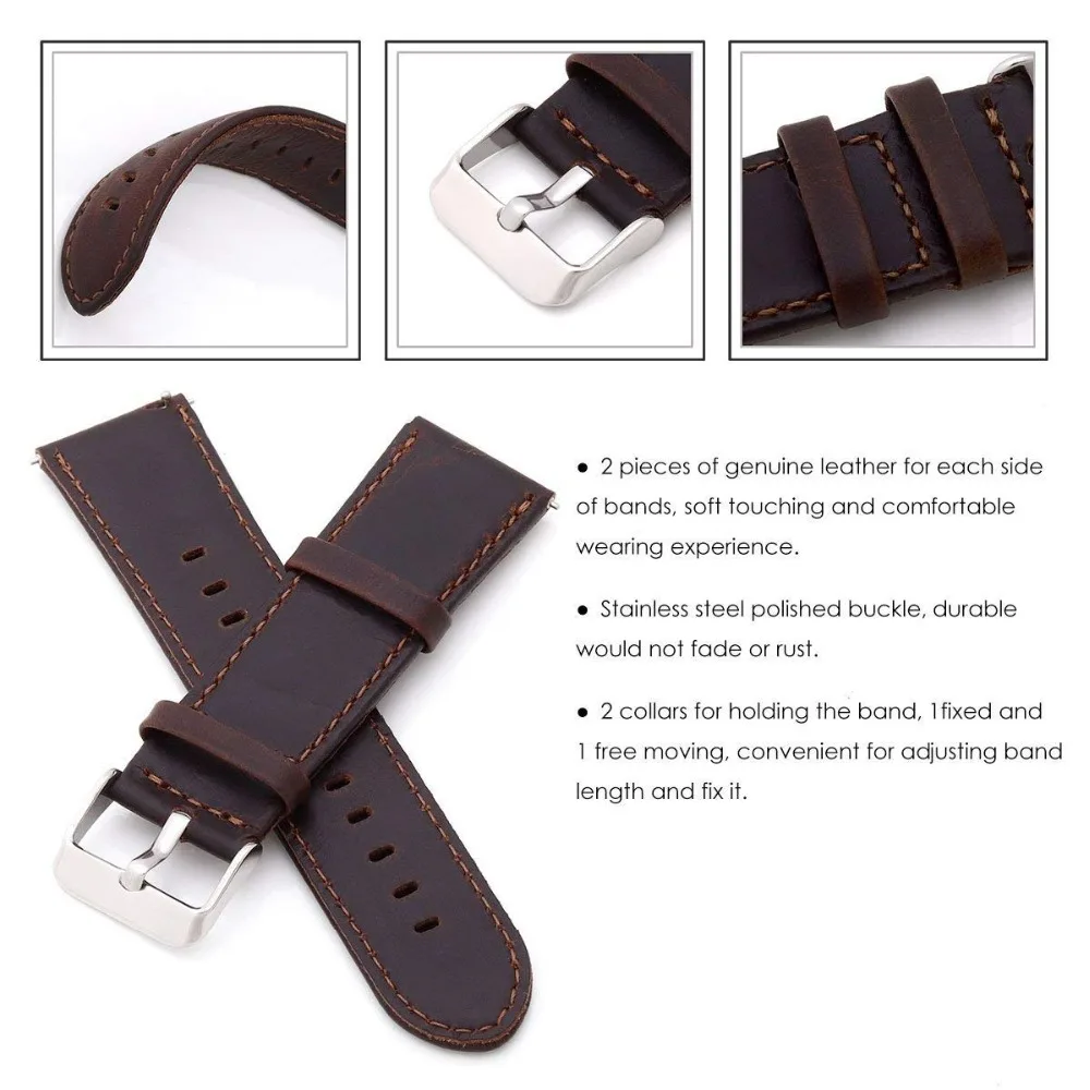 

22mm band for Samsung Galaxy watch 46mm strap Gear s3 Frontier band Leather Crazy bracelet Huawei watch GT strap Grea S 3 46 mm