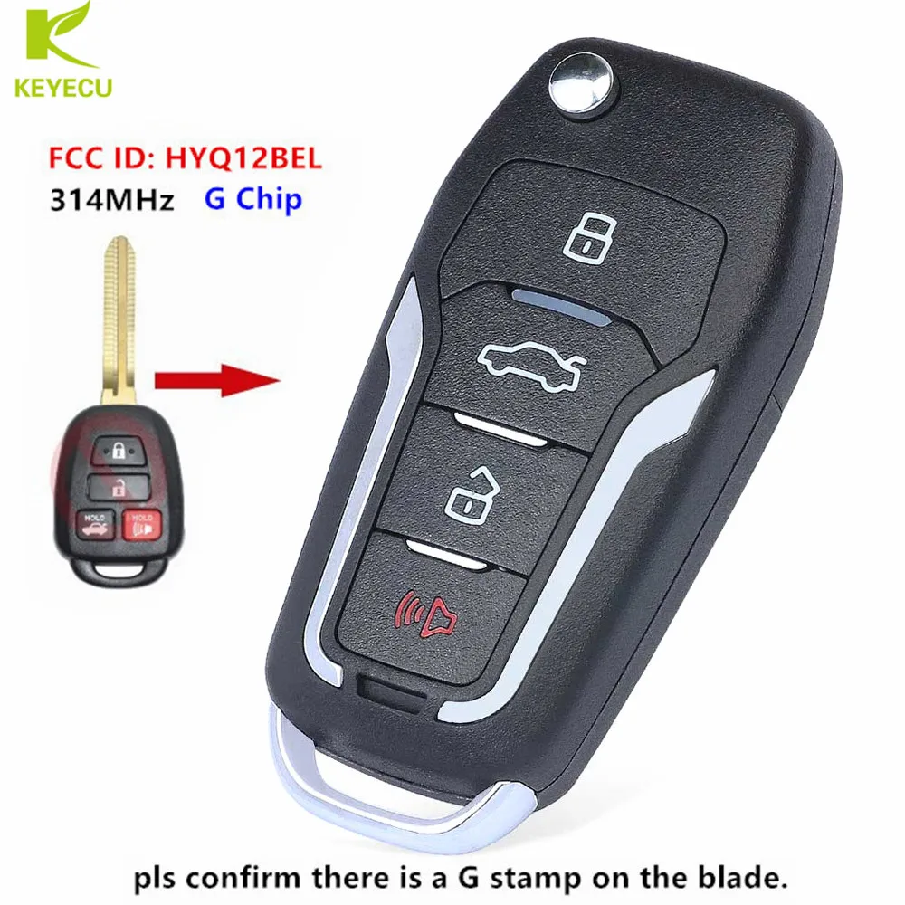 Новый обновленный дистанционный ключ KEYECU с 4 кнопками 314 МГц G чипом идентификатор