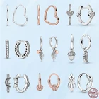 Серьги-кольца женские Асимметричные серебряного цвета с фианитом