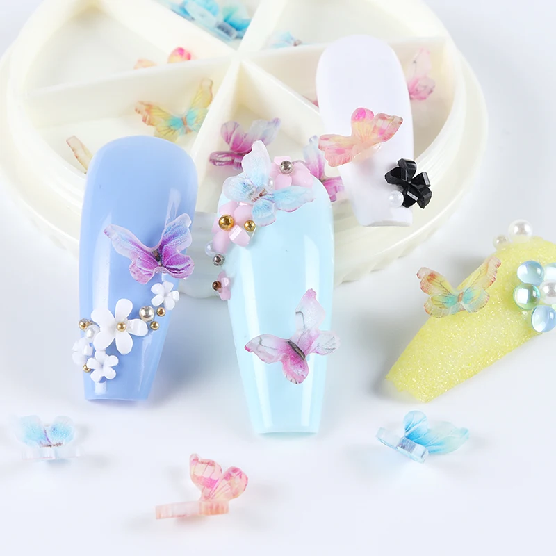 

3D Butterfly Nail Charm Colorful Acrylic Crystal Nail Art Rhinestone Set for DIY Manicure Design Decoration Accessories