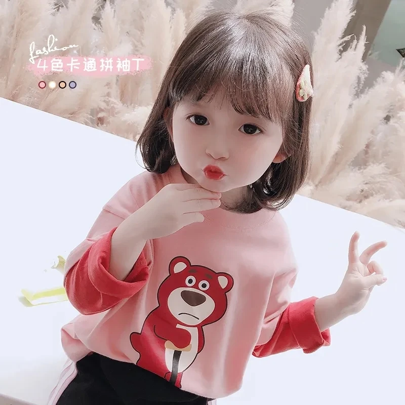 

VIDMID Cotton girls long sleeved T-shirt bottoms children's spring and autumn foreign style baby cotton cartoon tops P5361