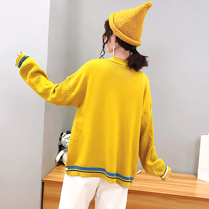 Вязаный женский кардиган свитер новинка 2019 модный на пуговицах Осень-зима