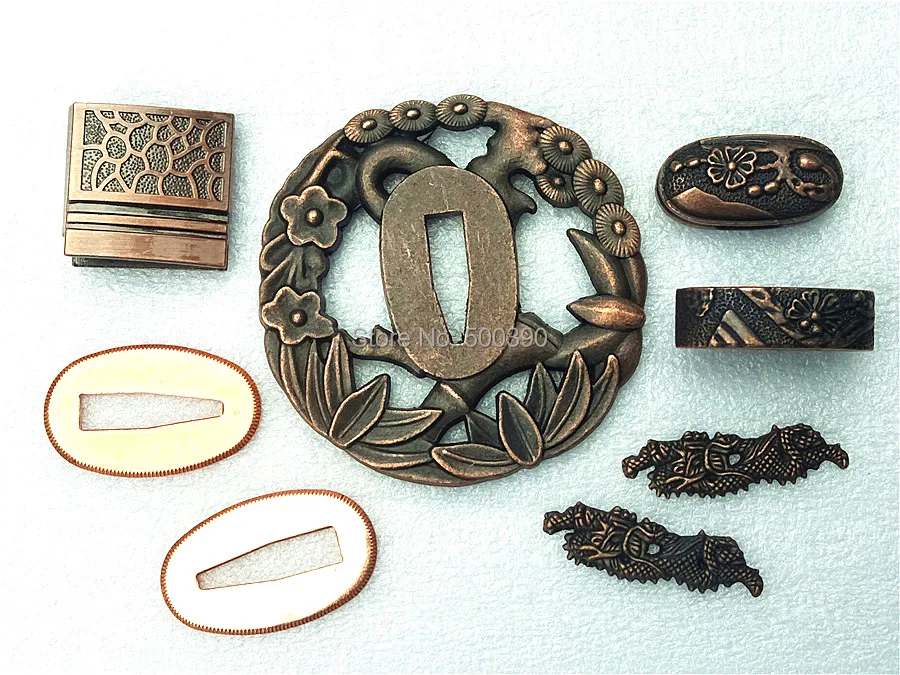 A Set Alloy Tsuba Accessory Fitting For Japanese Sword Samurai Katana |