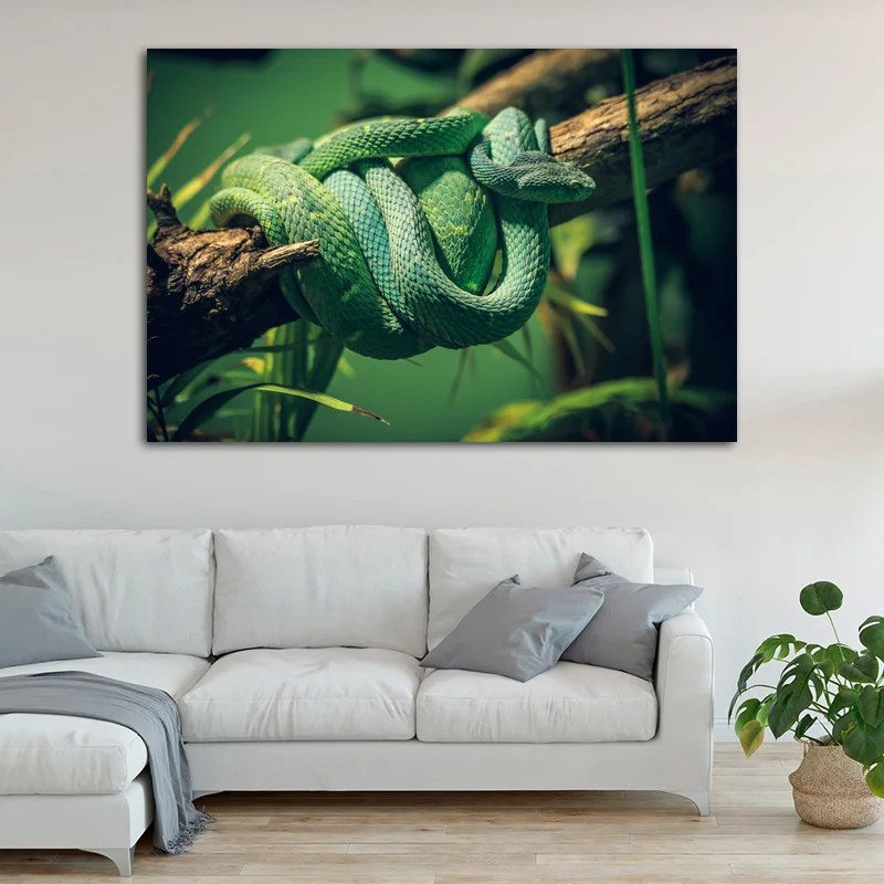 Animal Paintings Art Green Snake Wildlife Wall Posters and Prints Canvas For Living Room Decor | Дом и сад