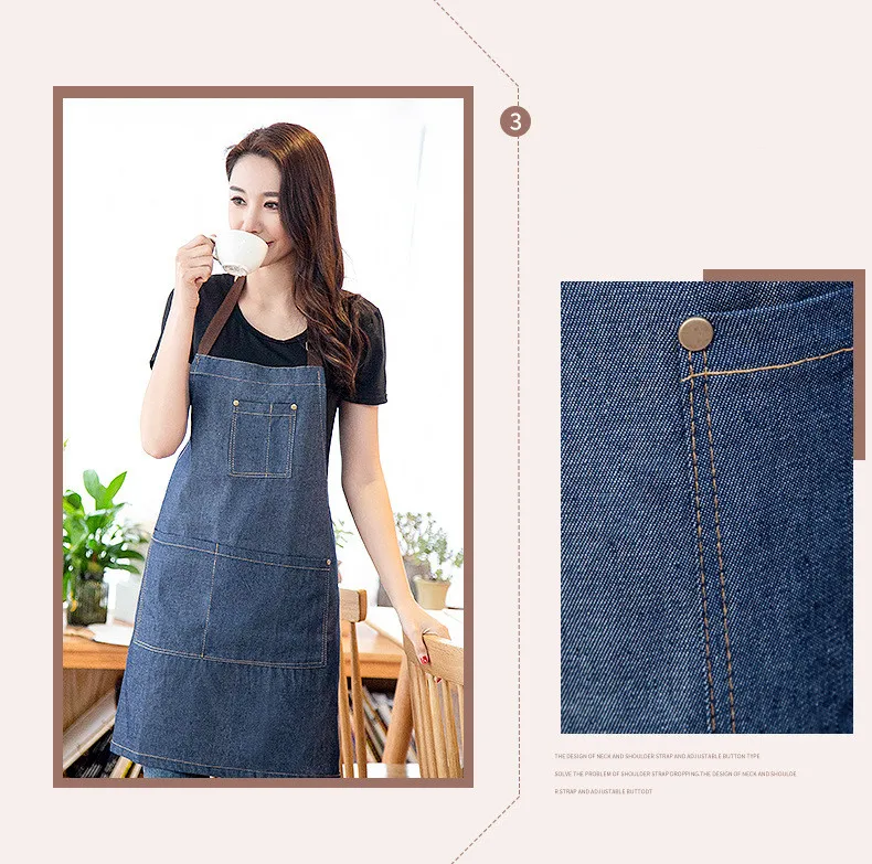 

1PC Kitchen Restaurant Work Denim Apron Antifouling Cowboy Chef Cooking Apron Woman Men Cafe Shop BBQ Hairdresser QA 264