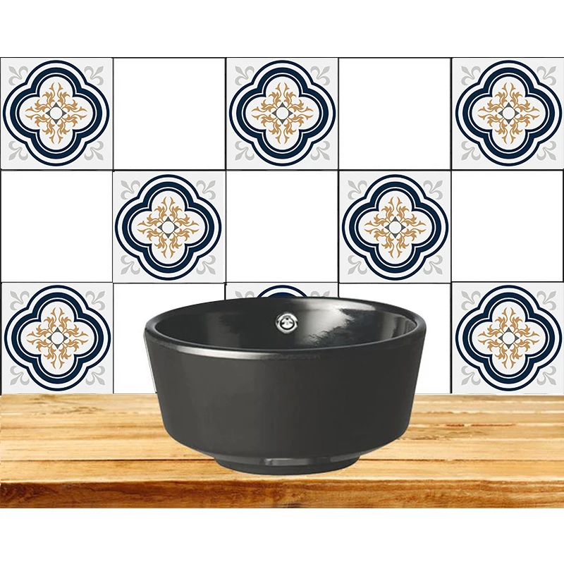 

Colorful Pattern Tile Floor Wall Sticker Kitchen Bathroom Toilet Decoration Poster Stick Vinyl Wall Decal Single-piece Package