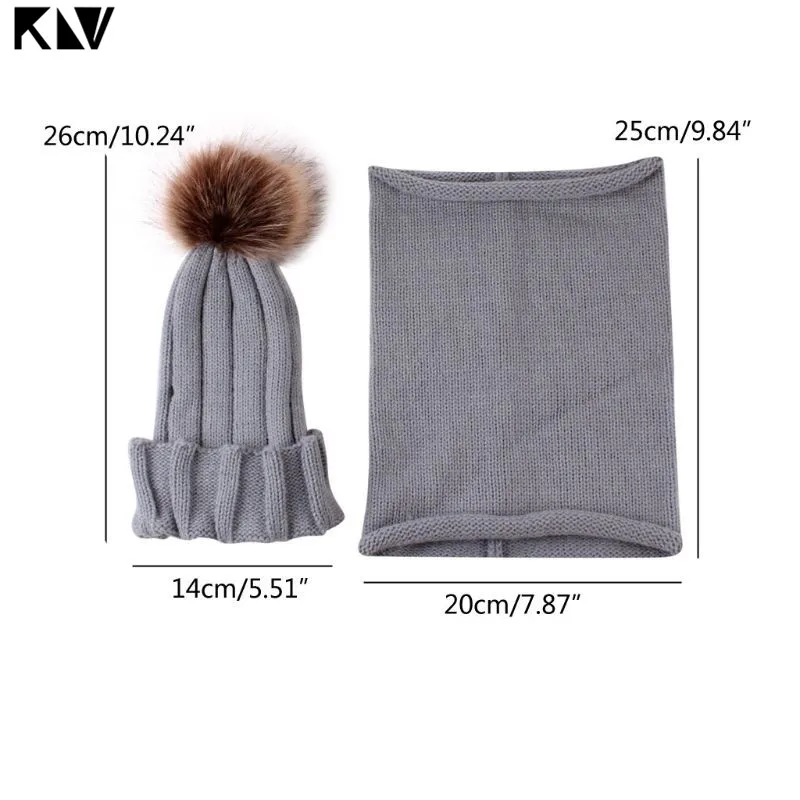 2pcs/set Fashion Newborn Baby Hats Knitted Warm Pom Round Machine Cap Protects Ear Bonnet Winter Caps + Scarf Suits | Детская одежда и