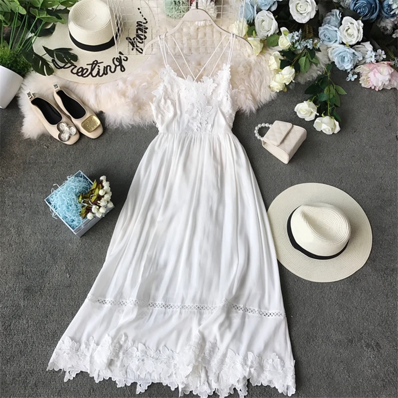 Супер белая богемная Женская пляжная юбка супер фея сексуальная на бретелях