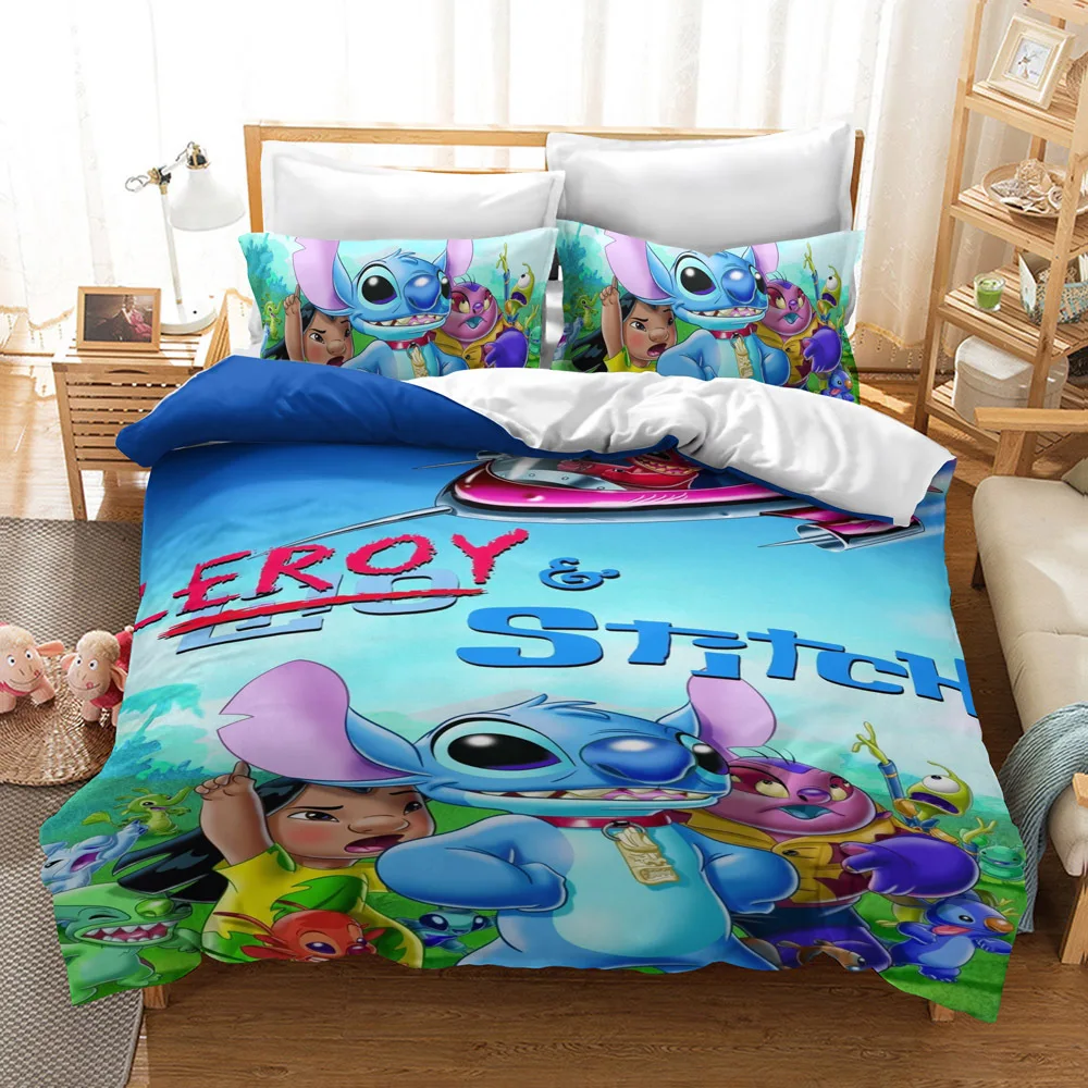 Lilo e Ponto Conjunto de Cama Decoração do Quarto para Crianças Disney Casa Colcha Capa Twin Menino Menina Rainha Rei Tamanho Conjunto 3d 10 Conjunto de cama do lilo e stitch