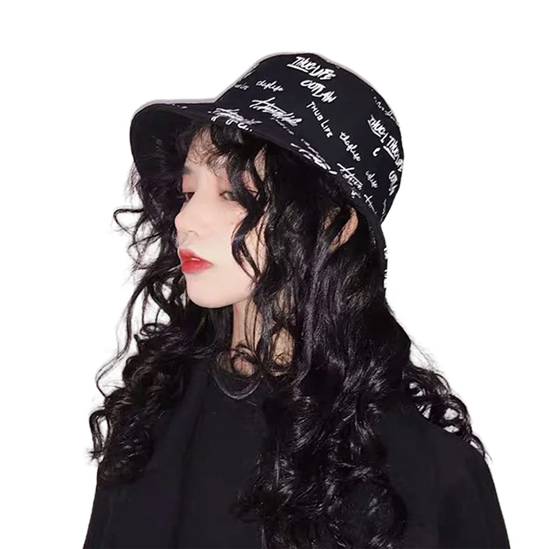 

Summer Bucket Hats English Letters Women Men's Hat Double-sided Wear Fishing Cap Sun Hat Bucket Hat