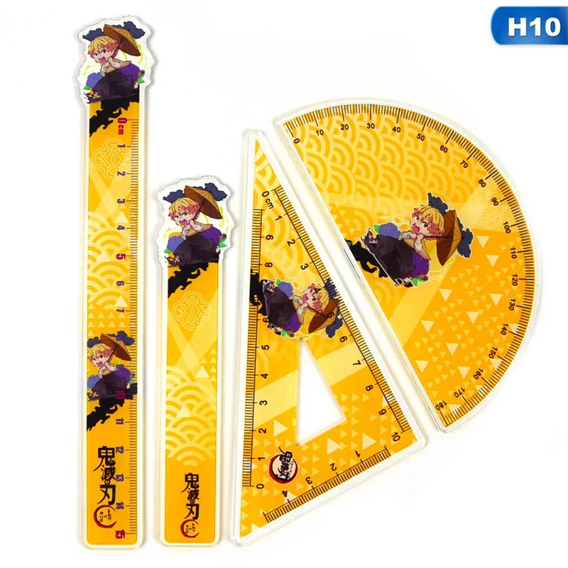 

4Pcs/Set Demon Slayer Plastic Ruler Clear Cute Cartoon Anime Character Printed Straight Measuring Tool Stationery Ruler For Kids