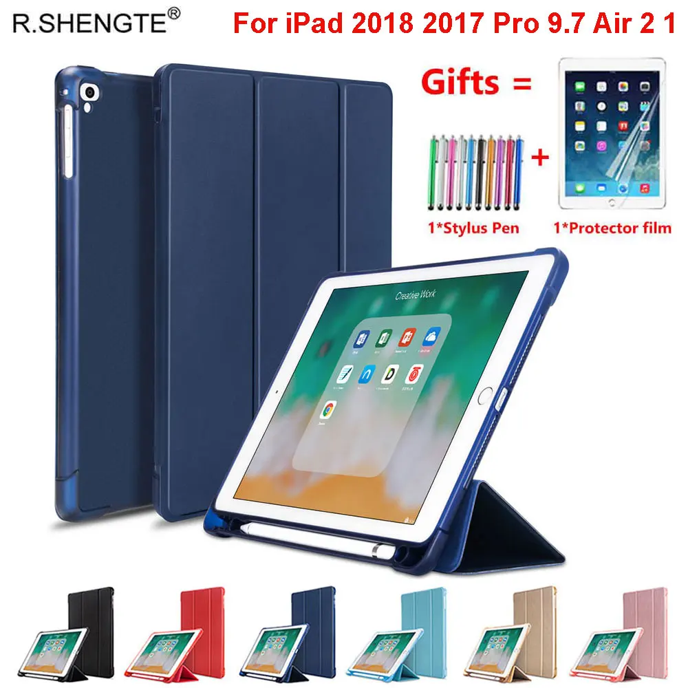 Умный чехол накладка для iPad Air 2 / 1 с держателем карандашом тонкий трехслойный