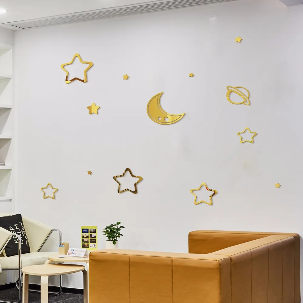 

Moon Star Acrylic Mirror Wall Stickers Decorative Sticker Bedroom Living Room Home Decoration Accessories