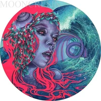 5d diy diamond painting cross stitch red haired mermaid 3d diamond embroidery full round mosaic decoration resin stickers kits