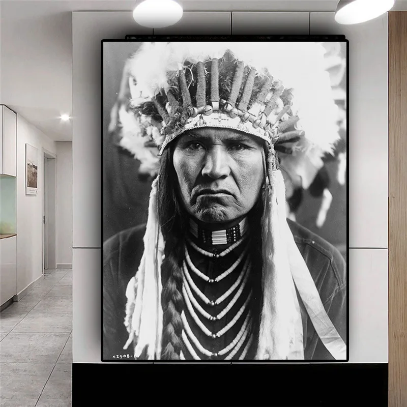 Оригинальная Картина на холсте индийского вождя плакат стену племени украшение