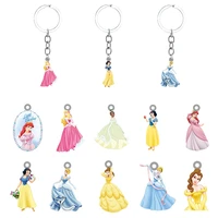 disney cartoon epoxy resin keyring backpack school bag princesses aurora snow white shape pendant jewelry keychain trendy ddf400