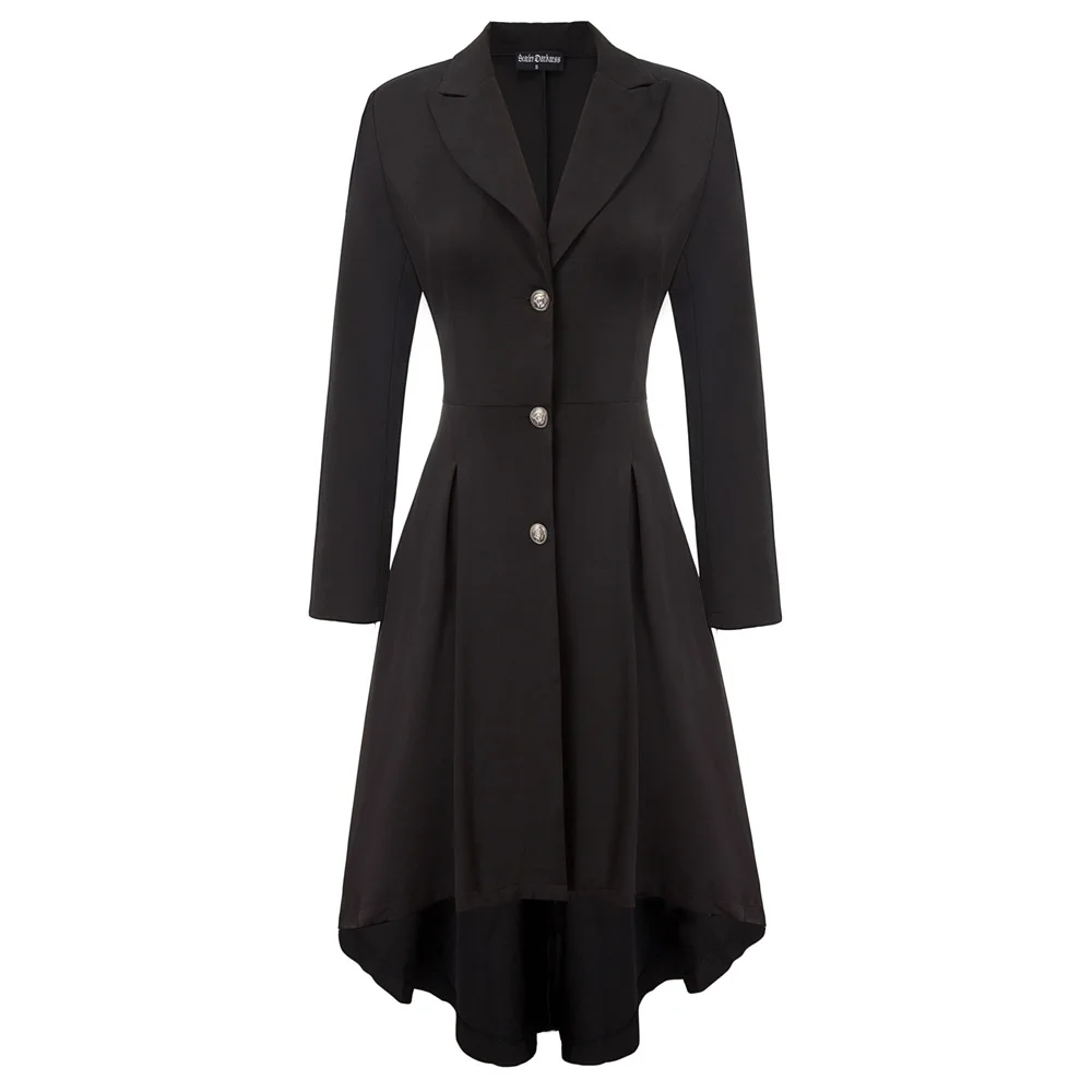 Женское длинное пальто Осеннее женское панк ретро элегантное тонкое с высоким