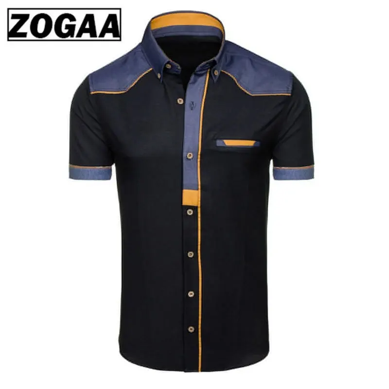 Мужские рубашки модные джинсовые с коротким рукавом деловая мужская