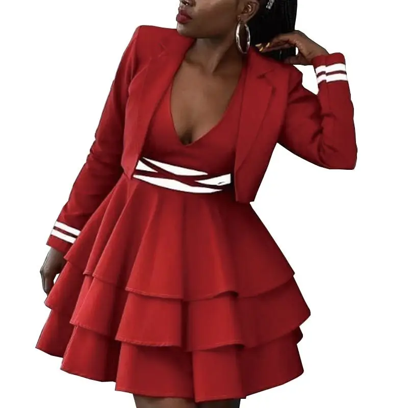 African Jacket and Dress 2-piece Set for Women Perfect Quality Print Plus Size Clothes WY8811 | Тематическая одежда и