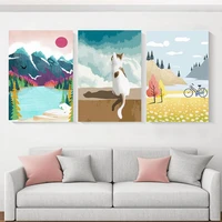 gatyztory 3pcs cartoon picture diy paint by numbers handpainted canvas painting for kids room decor 40x50cm