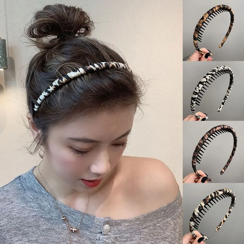 

Fashion Women Girls Toothed Headband Leopard Print Hair Hoop Non-slip Head Hoop Hairbands Korean Style Hair Accessories
