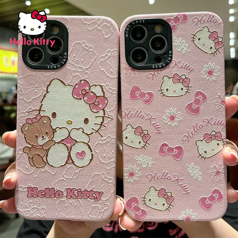 

Hello Kitty Phone Case for iPhone 7/8P/X/XR/XS/XSMAX/11/12Pro/12mini Phone Cute Cartoon Embossed Case Cover