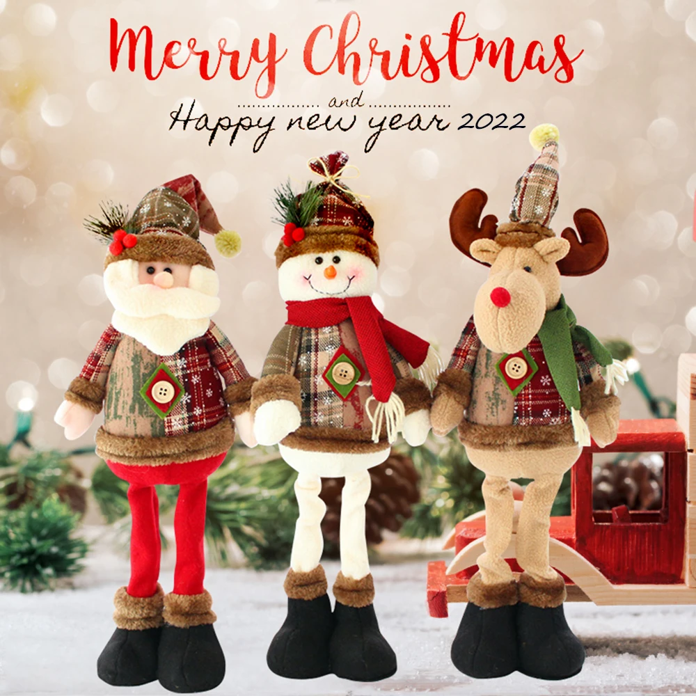

2022 navidad Christmas Dolls Tree Decor New Year Ornament Reindeer Snowman Santa Claus Standing Doll Decoration Merry Christma
