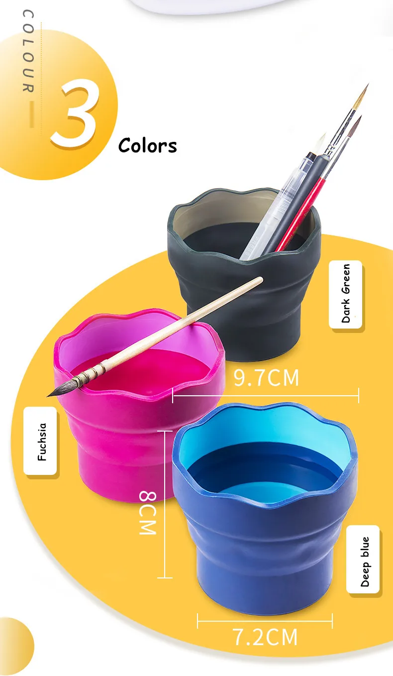 Faber Castell Складная ручка для мытья акварельных ручек специальная ручка для мытья в краску складывающаяся ручка ведро для мытья 3 цвета на выбор товары для рукоделия