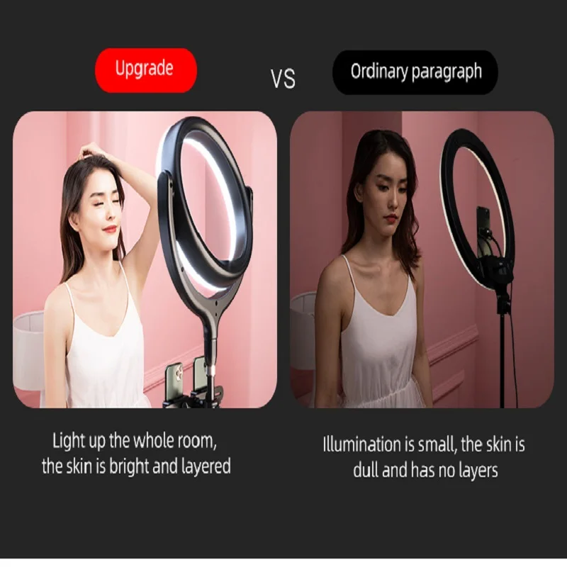 

MAMEN Dimmable Floor-Standing Ring Light LED Selfie Multi-Camera Fill Light with Tripod for Youtube Makeup Video Live Studio