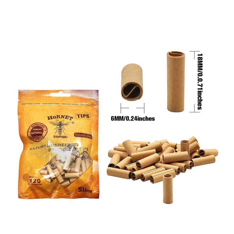 

Cigarette Filter Rolled 120x/box Pre Natural Unrefined Rolling Paper Tips