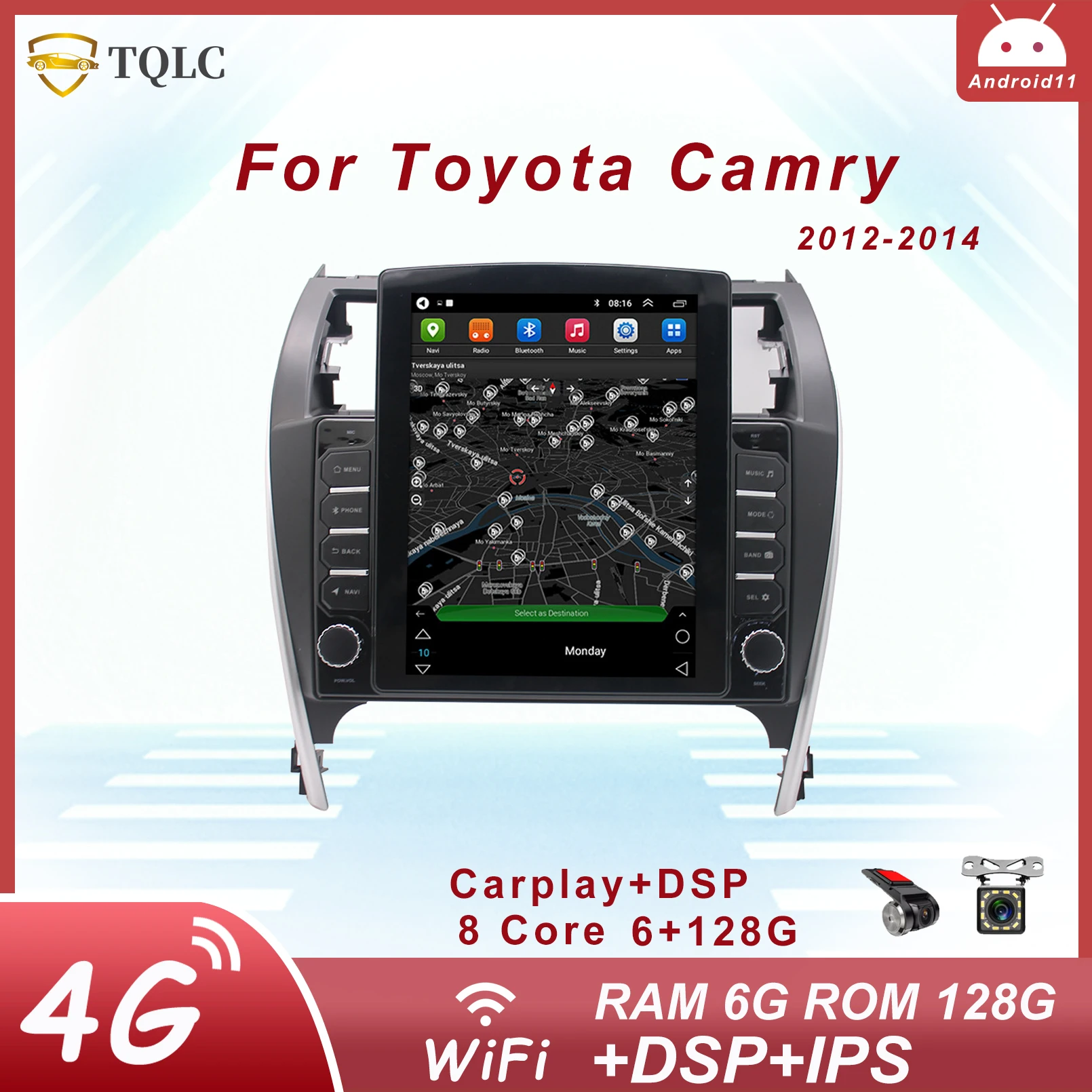 

TQLC Tesla Style Vertical Screen Car Radio Android For Toyota Camry 9.7‘’ Automobile Bluetooth Navigation Backup Camera Stereo