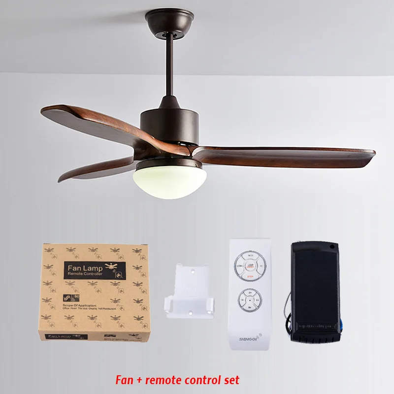 Fan with RC 4 Nordic 48 дюймов светодиодный потолочный вентилятор деревянный потолочный вентилятор-светильник Спальня потолочный вентилятор с светильник s удаленный Управление - Цвет лезвия: Fan with RC 4