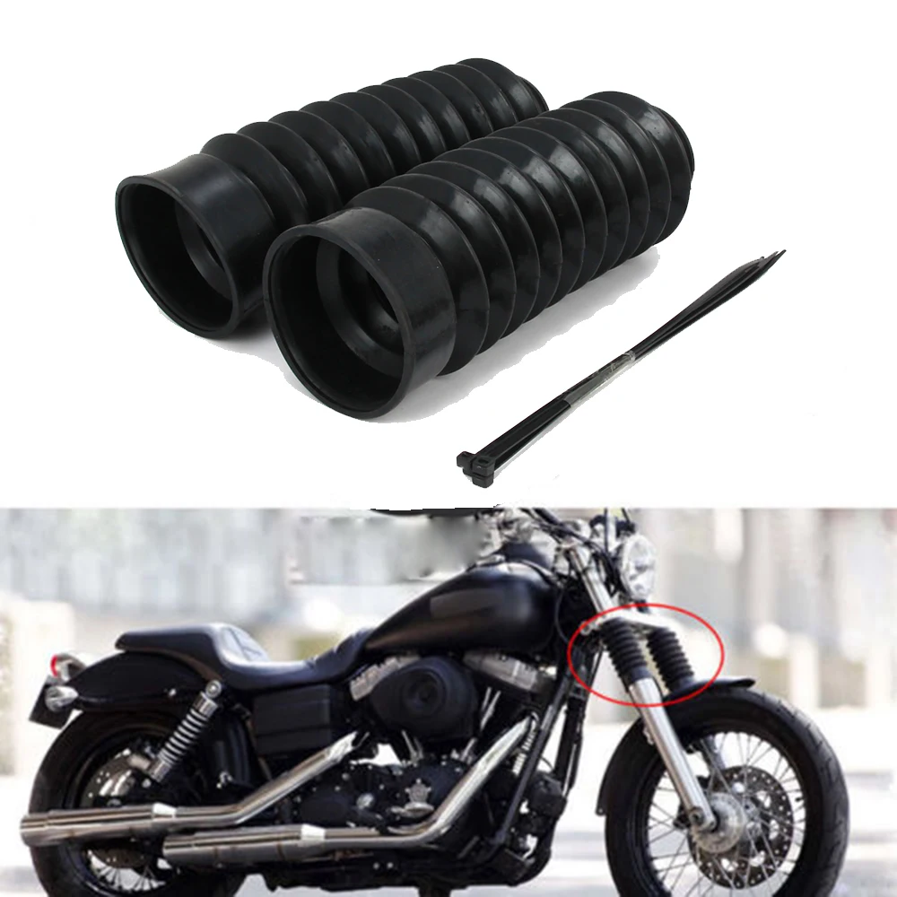 

2PCS 49mm Rubber Front Fork Cover Gaiters Gators Boots Protector Shock Absorber For Harley Dyna Wide Glide EFI FXDWGI FXDWG