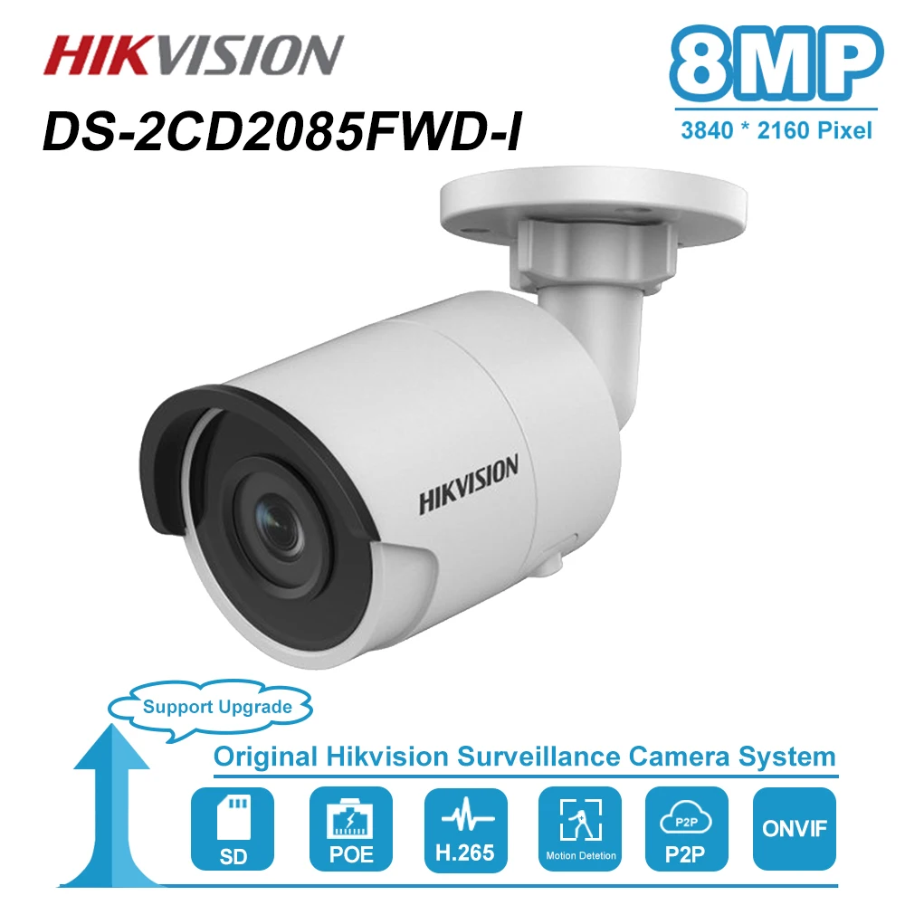 Hikvision 8MP(4 K) Пуля POE IP камера Открытый Всепогодный IP.67 видеонаблюдения ночное видение IR30m DS-2CD2085FWD-I