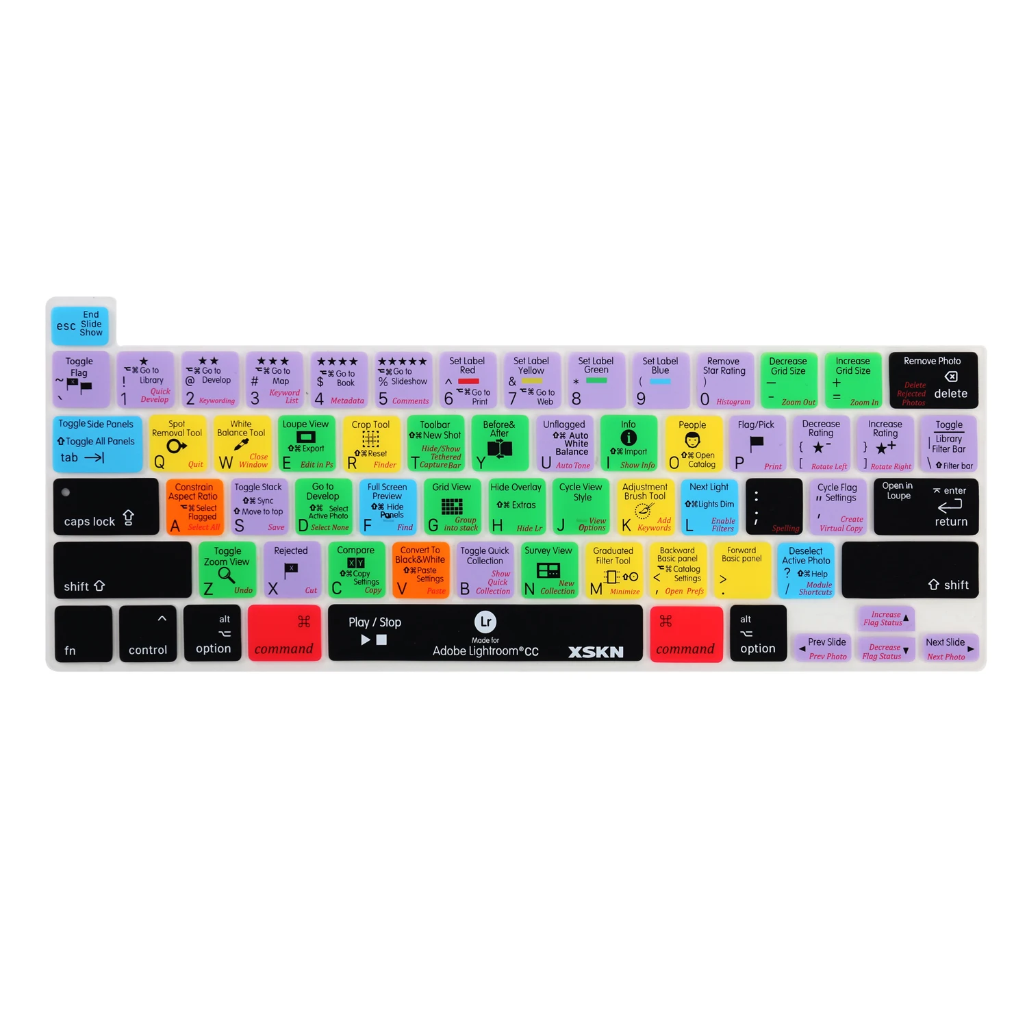 

XSKN Lightroom Classic/CC Shortcuts Keyboard Cover Skin for New MacBook Pro 13" with Touch Bar A2338 M1 A2251 A2289 US Version