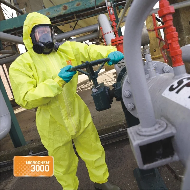 

Work 3000 Yellow Chemical Resistant Hooded Coverall Sulfuric Acid Alkali Safety Protective Laboratory Biochemistry Clothing