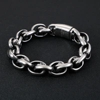 14mm width rock chunky link o chain bracelet for men stainless steel 23cm heavy chain link bracelet hip hop party jewelry